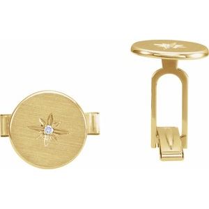 Ladies Natural Diamond Star Cuff Links — 14K Yellow Gold
