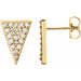 Ladies Natural Diamond Triangle Earrings — 14K Yellow Gold