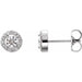 Ladies Natural Diamond Halo-Style Earrings — 14K White Gold