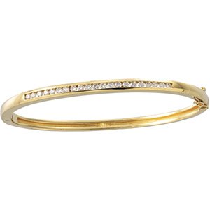 Ladies Natural Diamond Bangle 6 1/ Bracelet (I1, G-H) — 14K Yellow Gold