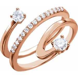 Ladies Natural Diamond Freeform Ring — 14K Rose Gold