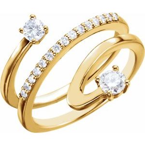 Ladies Natural Diamond Freeform Ring — 14K Yellow Gold