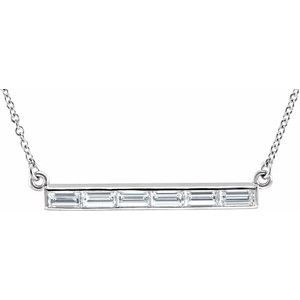 Ladies Natural Diamond Bar Necklace (SI2-SI3, G-H) — 14K White Gold
