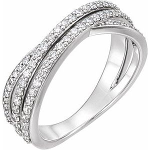 Ladies Natural Diamond Criss-Cross Ring (SI2-SI3, G-H) — Platinum
