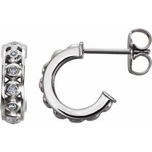 Ladies Natural Diamond 10.73 mm Hoop Earrings (Si2-Si3, G-H) — Platinum