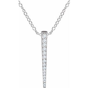 Ladies Natural Diamond Graduated Bar Necklace (I1, H+) — 14K White Gold