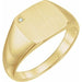Ladies Natural Diamond 12 mm Square Signet Ring — 14K Yellow Gold