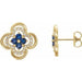 Ladies Natural Blue Sapphire Natural Diamond Clover Earrings — 14K Yellow Gold