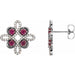 Ladies Natural Ruby Natural Diamond Earrings — Platinum