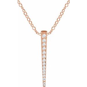 Ladies Natural Diamond Graduated Bar Necklace (I1, H+) — 14K Rose Gold