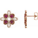 Ladies Natural Ruby Natural Diamond Earrings — 14K Rose Gold