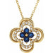 Ladies Natural Blue Sapphire Natural Diamond Clover Necklace (I1, G-H) — 14K Yellow Gold
