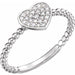 Ladies Natural Diamond Heart Bead Ring — 14K White Gold