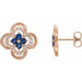 Ladies Natural Blue Sapphire Natural Diamond Clover Earrings — 14K Rose Gold
