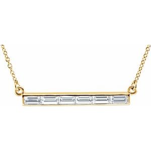 Ladies Natural Diamond Bar Necklace (SI2-SI3, GHI) — 14K Yellow Gold