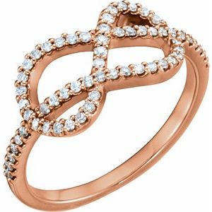 Ladies Natural Diamond Knot Ring (I1, G-H) — 14K Rose Gold