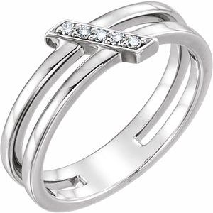 Ladies Natural Diamond Bar Ring (I1, G-H) — 14K White Gold