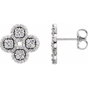 Ladies Natural Diamond Clover Earrings — Platinum
