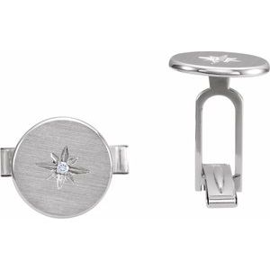 Ladies Natural Diamond Star Cuff Links — 14K White Gold