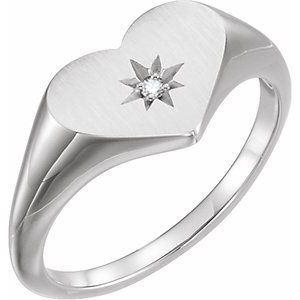 Ladies Natural Diamond 11.9 mm Heart Starburst Ring — Sterling Silver