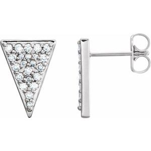 Ladies Natural Diamond Triangle Earrings — 14K White Gold