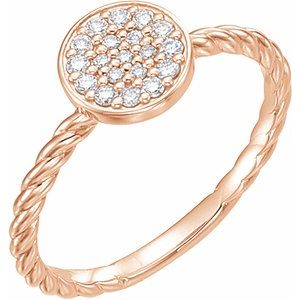 Ladies Natural Diamond Cluster Rope Ring (I1, G-H) — 14K Rose Gold
