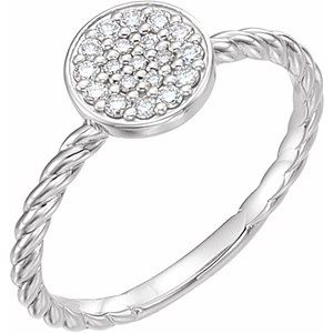 Ladies Natural Diamond Cluster Rope Ring (I1, G-H) — Sterling Silver