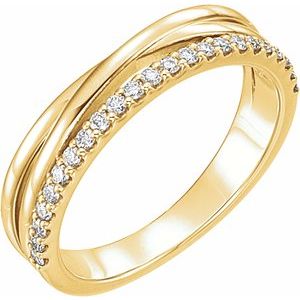 Ladies Natural Diamond Criss-Cross Ring (I1, G-H) — 14K Yellow Gold