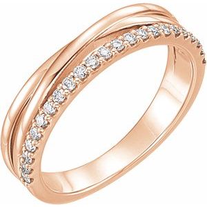 Ladies Natural Diamond Criss-Cross Ring (I1, G-H) — 14K Rose Gold
