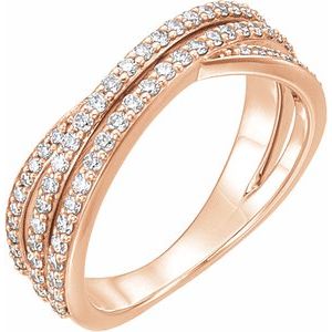 Ladies Natural Diamond Criss-Cross Ring (I1, G-H) — 14K Rose Gold
