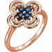 Ladies Natural Blue Sapphire Natural Diamond Ring (I1, G-H) — 14K Rose Gold