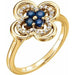 Ladies Natural Blue Sapphire Natural Diamond Ring (I1, G-H) — 14K Yellow Gold