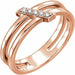 Ladies Natural Diamond Bar Ring — 14K Rose Gold