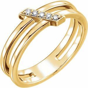 Ladies Natural Diamond Bar Ring — 14K Yellow Gold
