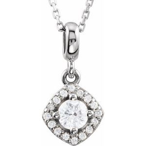 Ladies Natural Diamond Halo-Style Necklace (I1, G-H) — 14K White Gold