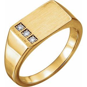 Ladies Natural Diamond Signet Ring (I1, G-H) — 14K Yellow Gold