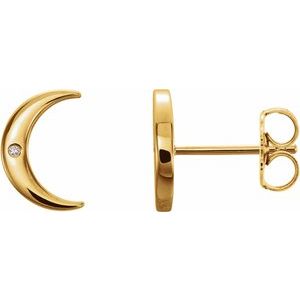 Ladies Natural Diamond Crescent Earrings (I1, G-H) — 14K Yellow Gold