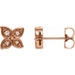 Ladies Natural Diamond Leaf Earrings — 14K Rose Gold
