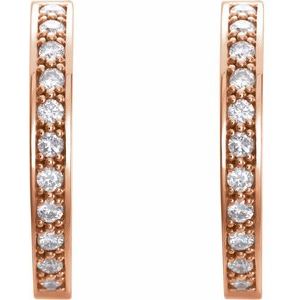 Ladies Natural Diamond Inside-Outside 18 mm Hoop Earrings (I1, G-H) — 14K Rose Gold