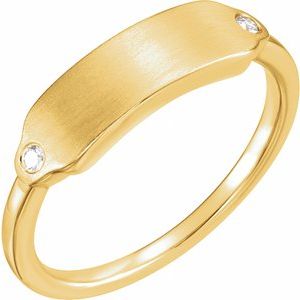 Ladies Natural Diamond 18x5 mm Signet Ring — 14K Yellow Gold
