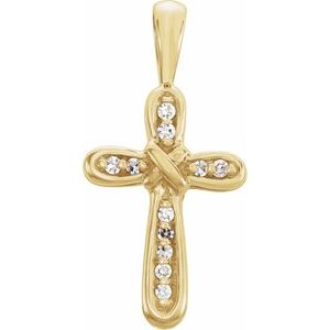 Ladies Cross Pendant Mounting (Si1, G-H) — 14K Yellow Gold