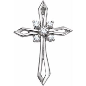 Ladies 14K Yellow/ Natural Diamond Cross Pendant (Si1, G-H) — 14K White Gold
