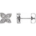 Ladies Natural Diamond Leaf Earrings — Sterling Silver