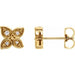 Ladies Natural Diamond Leaf Earrings — 14K Yellow Gold