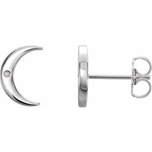 Ladies Natural Diamond Crescent Earrings (Si2-Si3, G-H) — Platinum