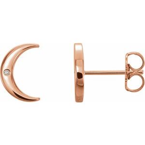 Ladies Natural Diamond Crescent Earrings (I1, G-H) — 14K Rose Gold