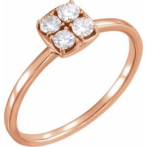 Ladies Natural Diamond Stackable Ring — 14K Rose Gold