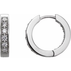 Ladies Natural Diamond Inside-Outside 18 mm Hoop Earrings (I1, G-H) — Sterling Silver
