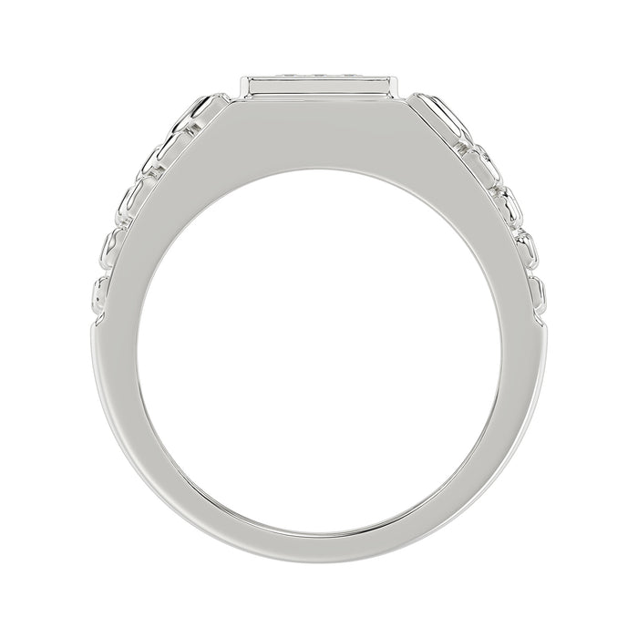 �Elegant Men�S Fashion Ring 0.10Ct Round Diamond Sterling Silver White Luxury Statement Jewelry For Men