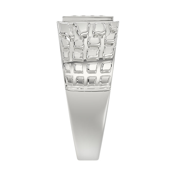 �Elegant Men�S Fashion Ring 0.10Ct Round Diamond Sterling Silver White Luxury Statement Jewelry For Men